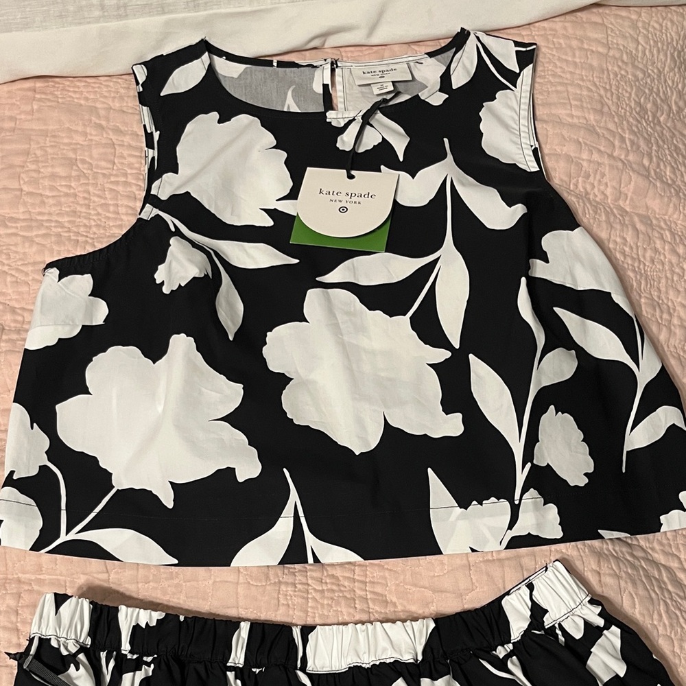 Kate Spade Monochrome Floral Sleeveless Top and Skirt - New with tags.